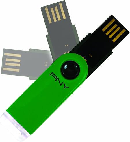 PNY Micro Swing Attaché 4 GB USB 2.0 Flash Drive P-FDU4GB-EF/DGRN (Green)