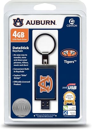 Auburn Tigers DataStick Keychain 4 GB USB 2.0 Flash Drive DSK4GB-AUB (Grey)