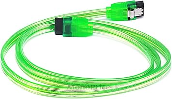 Monoprice SATA Cable - 3 Feet - UV Green | 6Gbps with Locking Latch