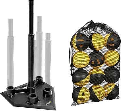 SKLZ 5-Position Tee and Impact Practice Balls 12 Pack Bundle, A Comprehensive Training Kit That Can Help You Improve Your Batting Skills.