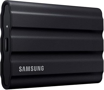 SAMSUNG T7 Shield 2TB, Portable SSD, up-to 1050MB/s, USB 3.2 Gen2, Rugged,IP65 Water & Dust Resistant, for Photographers, Content Creators and Gaming, Extenal Solid State Drive (MU-PE2T0S/AM), Black