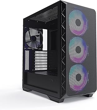 Montech AIR 903 MAX, E-ATX Mid Tower Case, High Airflow, 3X 140mm ARGB PWM & 1x 140mm PWM Fans Pre-Installed, Tempered Glass Side Panel, Mesh Front, Type-C, Support 4090 GPUs, Black