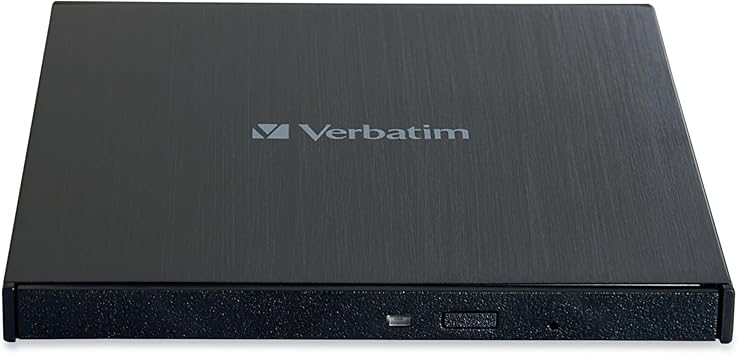 Verbatim External Slimline CD DVD Blu-Ray Writer USB 3.2 Gen 1 Drive M-Disc Ready Compatible with Windows 8/10/11 Mac OS X 10.6 or higher Blu-ray Burner with free 25GB Blu-ray disc