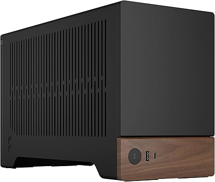 Fractal Design Terra Graphite - Wood Walnut Front Panel - Small Form Factor - Mini ITX Gaming case – PCIe 4.0 Riser Cable – USB Type-C - Anodized Aluminum Panels