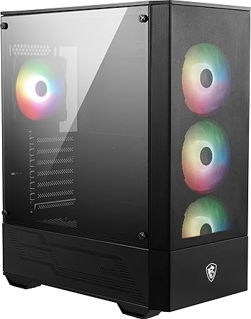 MSI MAG Forge 112R - Premium Mid-Tower Gaming PC Case - Tempered Glass Side Panel - ARGB 120mm Fans - Liquid Cooling Support up to 240mm Radiator - Vented Front Panel