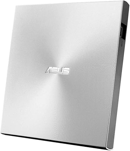 ASUS ZenDrive 8X Silver DVD Burner Drive, M-Disc Support, USB 2.0 & Type-C, Nero BackItUp for Android, Compatible with Mac & Windows