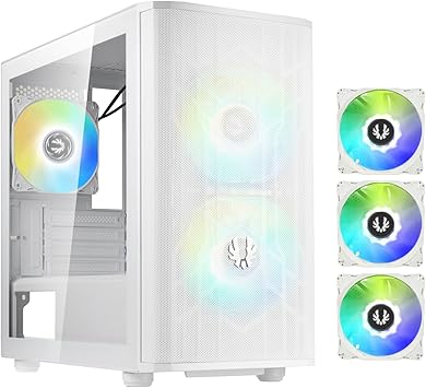 BitFenix Nova Mesh mATX (Micro ATX, Mini ITX) High Airflow PC Gaming Case ARGB Edition White, 3 x ARGB Fans Pre-Installed, 240mm AIO Support at Top, GPU Length Support Up to 345mm (Micro ATX, White)