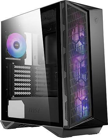 MSI MPG GUNGNIR 111R Mid Tower Gaming PC Case - Black, 4 x 120mm ARGB Fans, USB 3.2 Gen2x2 Type-C, Tempered Glass Panel, Magnetic Dust Filter, Mystic Light RGB, ATX, m-ATX, Mini-ITX