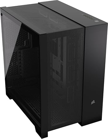 CORSAIR 6500D AIRFLOW Mid-Tower ATX Dual Chamber PC Case – Tempered Glass – Reverse Connection Motherboard Compatible – No Fans Included – Black