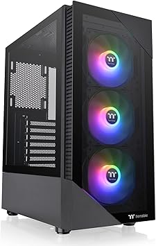 Thermaltake View 200 TG ARGB Motherboard Sync ATX Tempered Glass Mid Tower Computer Case with 3x120mm Front ARGB Fan, CA-1X3-00M1WN-00