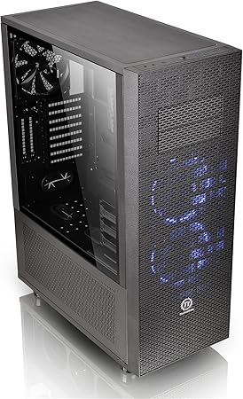 Thermaltake Core X71 Tempered Glass Edition SPCC ATX Full Tower Tt LCS Certified Gaming Computer Case with 2 140 Blue Front Fan + 1 140 Black Rear Fan Pre-Installed CA-1F8-00M1WN-02