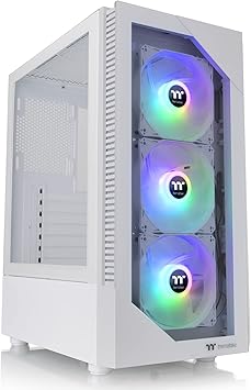 Thermaltake View 200 TG Snow ARGB Motherboard Sync ATX Tempered Glass Mid Tower Computer Case with 3x120mm Front ARGB Fan, CA-1X3-00M6WN-00