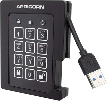 Apricorn 2TB Aegis Padlock SSD 256-Bit, FIPS 140-2 Level 2 Validated Ruggedized USB 3.0 Encrypted External Portable Drive (ASSD-3PL256-2TBF)