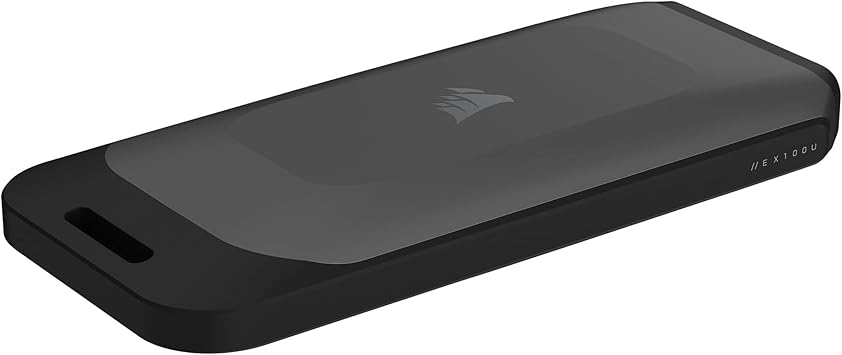 Corsair EX100U 1TB Portable USB Type-C Storage Drive - Blazing-Fast Storage to Any PC/Mac/Console, Gen2 x2 Connection, Up to 20Gbps, Plug and Play, Included USB Type-C and USB Type-A Cables - Black