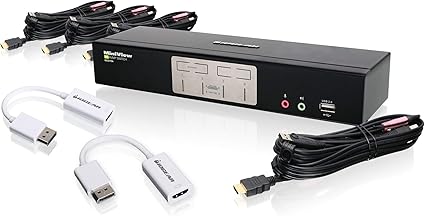 IOGEAR 4-Port HDMI and DisplayPort KVMP Kit with USB Hub and Audio, w/Full Set of Cables, (GCS1794DPKIT TAA Compliant)