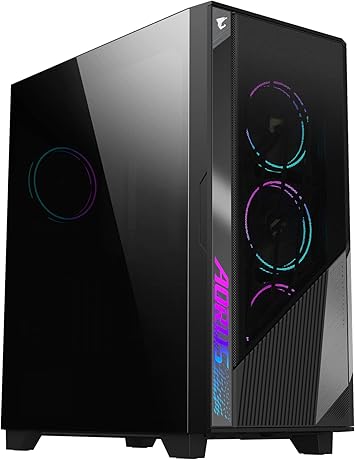 GIGABYTE AORUS C500 Glass - Black Mid Tower PC Gaming Case, Tempered Glass, USB Type-C, 4X ARBG Fans Included (GB-AC500G ST)