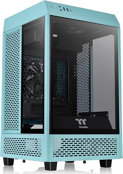 Thermaltake Tower 100 Turquoise Edition Tempered Glass Mini Tower Computer Chassis Supports Mini-ITX CA-1R3-00SBWN-00