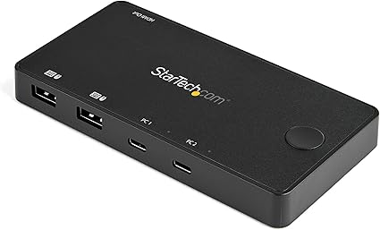 StarTech.com 2 Port USB C KVM Switch - 4K 60Hz HDMI - Compact Dual Port UHD USB Type C Desktop Mini KVM Switch with USB C Cables - Bus Powered - MacBook iPad Pro ThinkPad IdeaPad EliteBook (SV211HDUC)