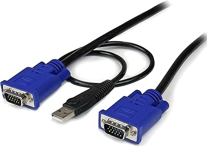 StarTech.com 10 ft Ultra Thin USB VGA 2-in-1 KVM Cable - VGA KVM Cable - USB KVM Cable - KVM Switch Cable (SVECONUS10) Black