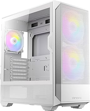 ANTEC NX416L White, High Airflow Mesh Front Panel, 2 x 160mm & 1 x 120mm ARGB Fans Included, Type-C, Tempered Glass Hinge Side Panel, Up to 11 Fans, 360mm Radiator Support, Mid-Tower ATX Gaming Case