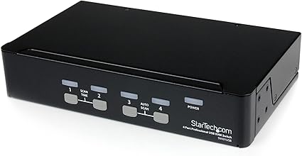 StarTech.com 4 Port Professional VGA USB KVM Switch with Hub - 1U Rack-mountable KVM Switch (SV431USB),Black