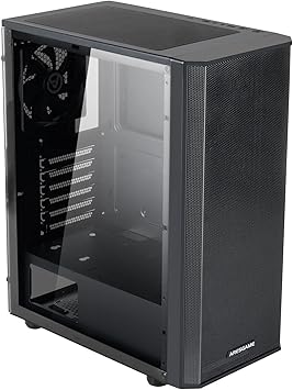 at-M1 Mid-Tower PC Case, Transparent Side Panel and ATX/M-ATX Support, Liquid Cooling Support up to 240mm Radiator, Black