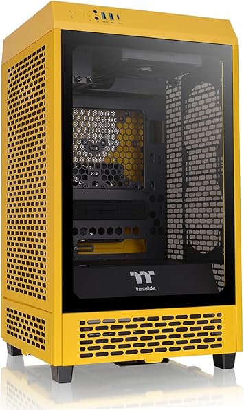 Thermaltake Tower 200 Mini-ITX Computer Case; 2x140mm Pre-Installed CT140 Fans; Supports GPU Length Up to 380mm; CA-1X9-00S4WN-00; Bumblebee; 3 Year Warranty