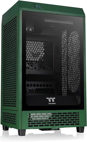 Thermaltake Tower 200 Mini-ITX Computer Case; 2x140mm Pre-Installed CT140 Fans; Supports GPU Length Up to 380mm; CA-1X9-00SCWN-00; Racing Green; 3 Year Warranty