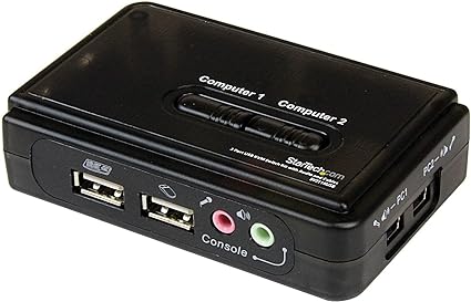 StarTech.com 2 Port USB VGA KVM Switch - Single VGA - Hot-Key & Audio Support - 2048x1536 @60Hz KVM Switch - KVM Video Switch (SV211KUSB)