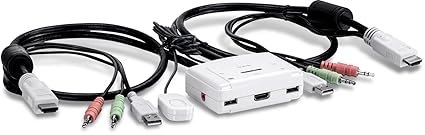 TRENDnet 2-Port HDMI KVM Switch, Control 2 Computers With One Set Of Console Controls, Full HD 1080P, HDMI And 3.5 mm Analog Audio, Monitor Switch, Windows And Mac KVM Switch Software, White, TK-215I