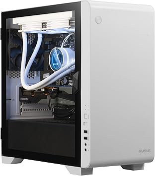 GAMDIAS White M-ATX Computer Case w/Tempered Glass, Metal Exterior Desktop PC Case Support 280mm AIO/Radiator, 5x120mm Case Fans (1x 120mm Built-in), 350mm GPU/VGA, USB3.0X 2, 165mm CPU Cooler