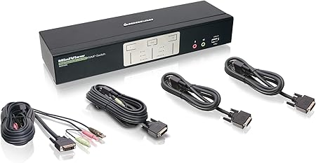 IOGEAR 2-Port Dual View Dual Link DVI KVMP Switch with Audio, w/Full Set of Cables (GCS1642 TAA Compliant)