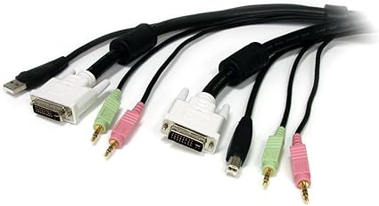 StarTech.com 6 ft 4-in-1 USB DVI KVM Cable with Audio and Microphone - DVI KVM Cable - USB KVM Cable - KVM Switch Cable (USBDVI4N1A6)