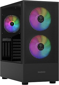 Gamdias E-ATX Mid Tower Gaming Computer Case, Tempered Glass PC Case, USB Type-C, Built-in 2x140mm & 1x120mm PWM ARGB Fans, Up to Dual Radiator/AIO 360mm, 390mm GPU/VGA RTX 40 Series, 180mm CPU Cooler