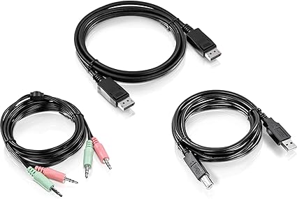 TRENDnet 6 ft. Display Port, USB, and Audio KVM Cable Kit, Compatible w/ TK-240DP KVM Switch, DisplayPort 1.2, USB Mouse/Keyboard, 3.5mm Audio Connections, TK-CP06