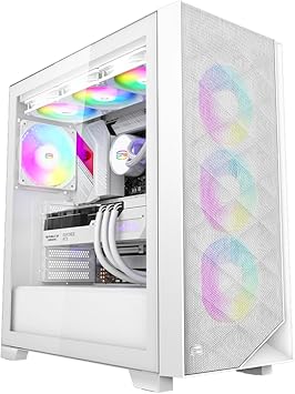 PCCOOLER CPS - C3D510 ARGB White - Gaming Desktop Case with 3 ARGB Fans - E-ATX/ATX/M-ATX/ITX - 375MM Graphics Cards Support - Liquid Cooler Support - SPCC Metal (C3-D510WHP3-GL)