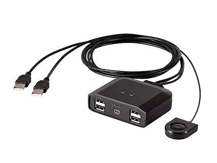 Monoprice 2x4 USB 2.0 Peripheral Sharing Switch, Allows 2 Computers to Share 4 USB Devices