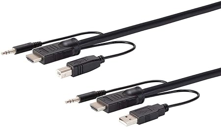 Monoprice HDMI USB 3.5mm Audio Combo Cable - 10 Feet, 4K@60Hz, High Dynamic Range (HDR) for KVM Switches - Switch Series