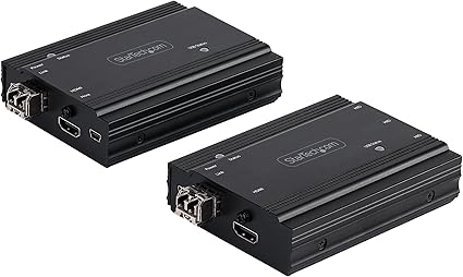 StarTech.com 4K HDMI KVM Extender Over Fiber - HDMI Video & USB Remote KVM Switch/Console Extender - up to 984ft/300m (MultiMode) - 2X 10G MMF SFP+ modules - KVM Extension Kit (TX/RX) (SV565FXHD4KU)