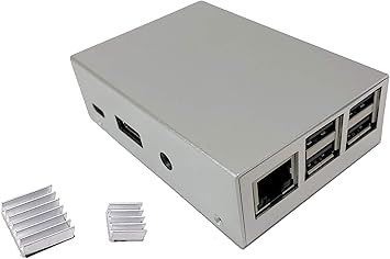 Aluminum Raspberry Pi 3 Model B B+ Case with Heatsinks - Silver (RAS-PCS03-SL)