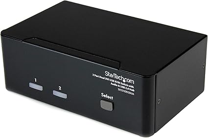 StarTech.com DVI KVM Switch with Audio & USB 2.0 Hub – 2-Port USB KVM Switch - 1920 x 1200 - Dual Monitor KVM Switch (SV231DD2DUA)