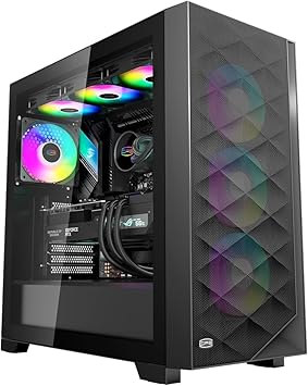 PCCOOLER CPS - C3D510 ARGB Black - Gaming Desktop Case with 3 ARGB Fans - E-ATX/ATX/M-ATX/ITX - 375MM Graphics Cards Support - Liquid Cooler Support - SPCC Metal (C3-D510BKP3-GL)