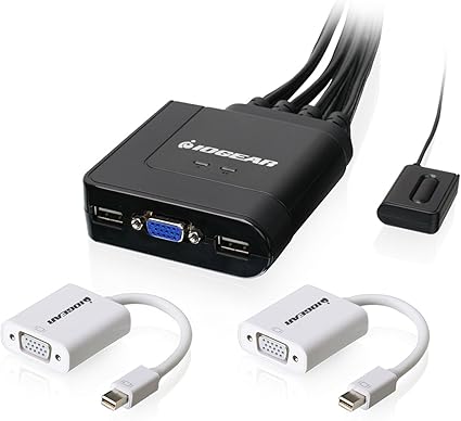 IOGEAR 2-Port VGA and Mini DisplayPort Cable KVM Kit with Audio, GCS72MDPKIT