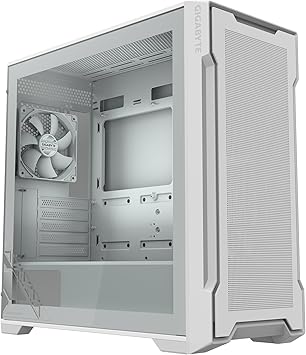 GIGABYTE C102 Glass ICE - White Mid Tower PC Gaming Case, Tempered Glass, PSU Shroud, 2X 120mm Fans (GB-C102GI)