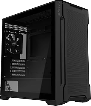 GIGABYTE C102 Glass - Black Mid Tower PC Gaming Case, Tempered Glass, PSU Shroud, 2X 120mm Fans (GB-C102G)