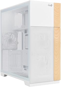 InWin F5 White E-ATX Full Tower Computer Case with Customizable Wooden Front Modular Bezels, Tempered Glass Panels, Ventilated Mesh Panels, and Offers Back Connect ATX Motherboard Support