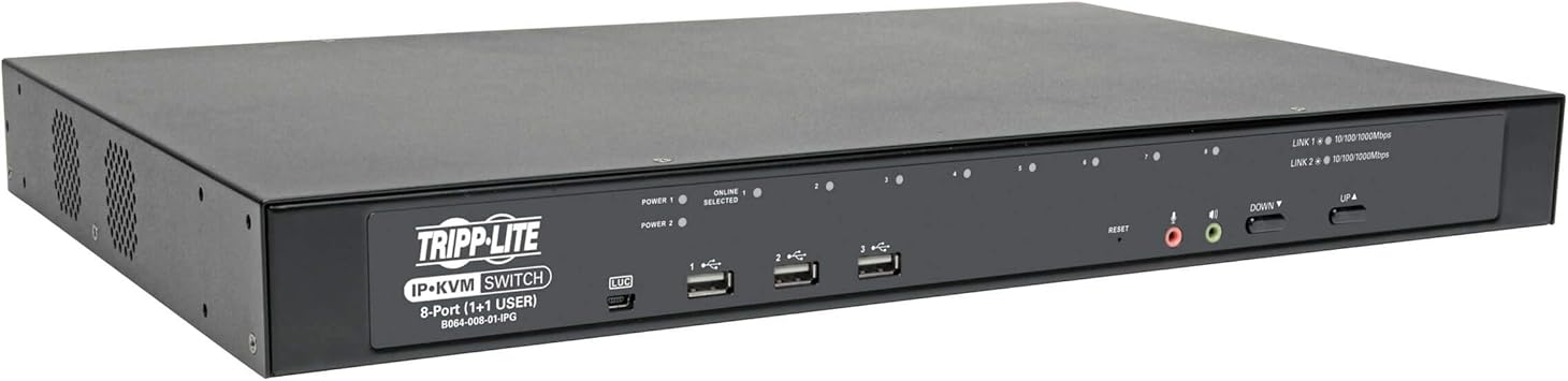 Cat5 KVM Switch Over IP 8-Port W/Virtual Media 2 Users 1URM TAA