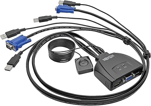 Tripp Lite 2-Port USB VGA Cable KVM Switch with Cables & USB Peripheral Sharing, 2048 x 1536 (B032-VU2)