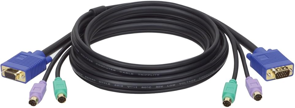 Tripp Lite P753-010 KVM PS/2 Slim Cable Kit for B005-002/4 & B007-008 - 10ft,Black