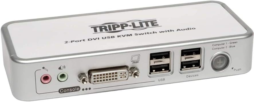 Tripp Lite 2-Port DVI/USB Desktop KVM Switch with Audio & Cables (B004-DUA2-K-R)